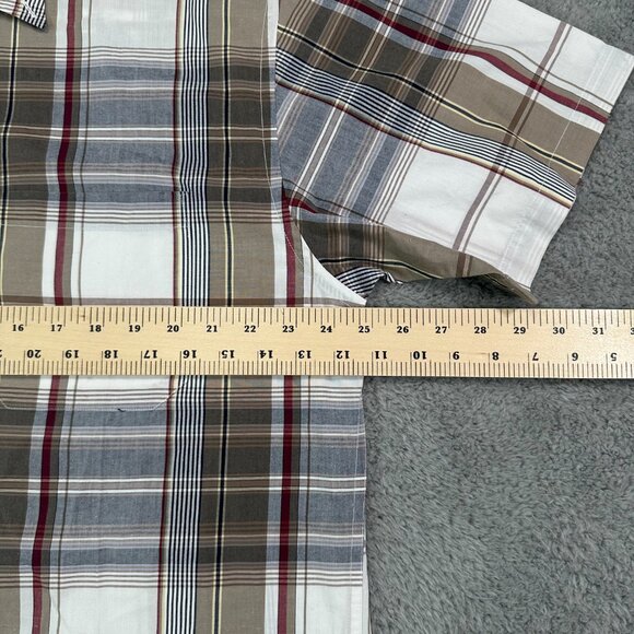 PENDLETON Men's Shirt Size Large Plaid Brown Button Down Short Sleeve - Picture 7 of 10